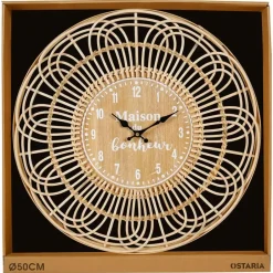 Merkloos Ostaria Wandklok/muur klok - Ibiza stijl - D50 cm - naturel Best
