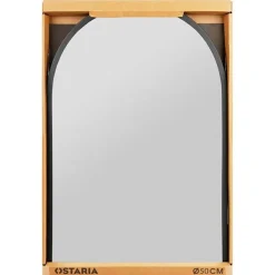 Merkloos Ostaria Wandspiegel Arch - zwart - metaal - halfrond - 34 x 50 cm Online