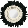 Merkloos Ostaria Wandspiegel bohemian Veren - zwart/wit - rond - Dia 57 cm Online