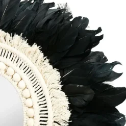 Merkloos Ostaria Wandspiegel bohemian Veren - zwart/wit - rond - Dia 57 cm Online