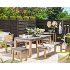 Beliani OSTUNI - Tuintafel - Grijs - 90 x 180 cm - Vezelcement New