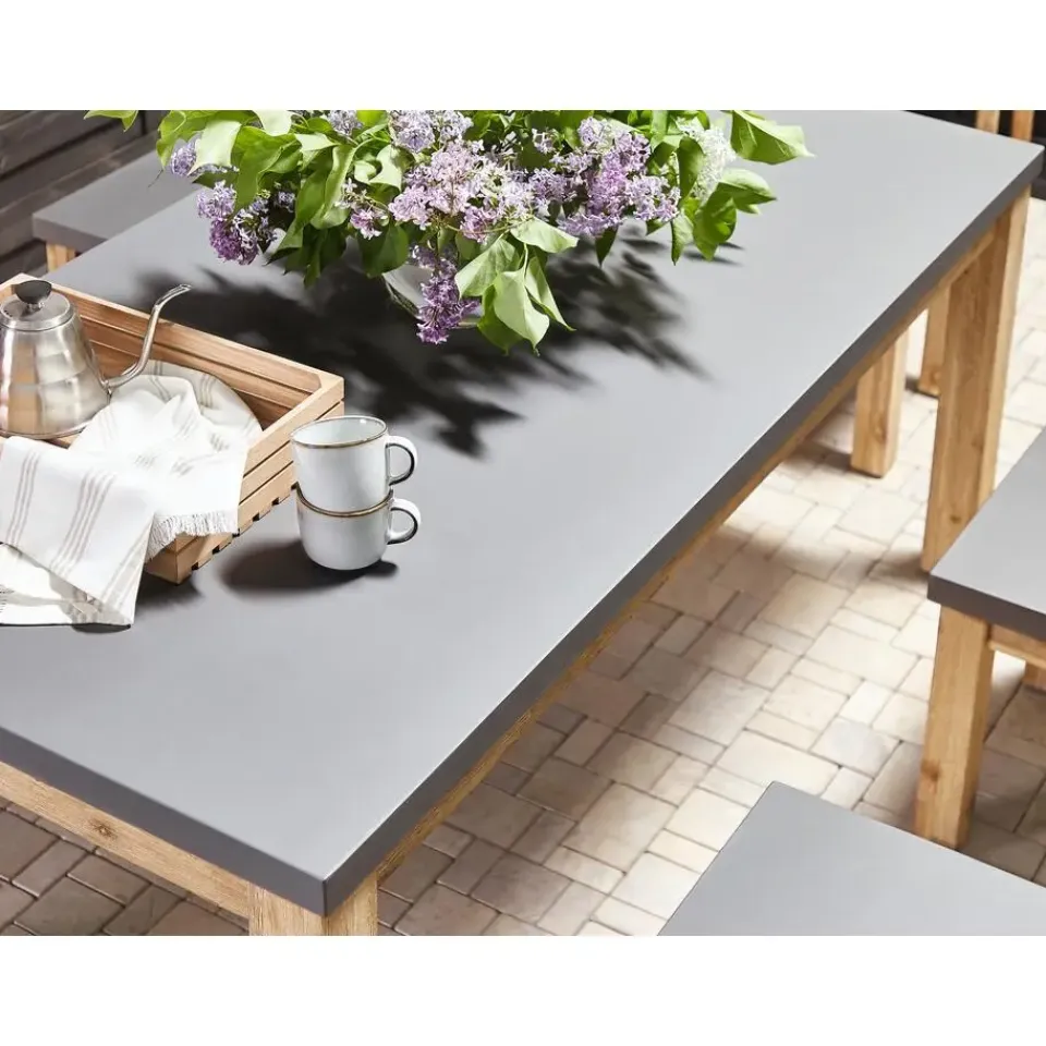 Beliani OSTUNI - Tuintafel - Grijs - 90 x 180 cm - Vezelcement New