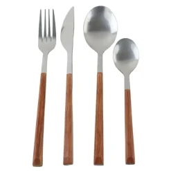 OTIX Bestekset 4 persoons RVS met Houtlook 16-delig Outlet