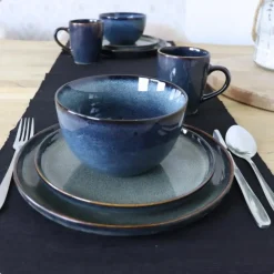 OTIX Dinerborden Bordenset 6 Persoons 26cm Blauw Aardewerk EBONY New