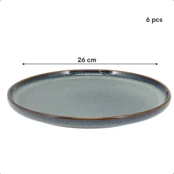 OTIX Dinerborden Bordenset 6 Persoons 26cm Blauw Aardewerk EBONY New