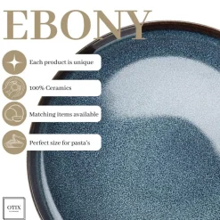 OTIX Dinerborden Bordenset 6 Persoons 26cm Blauw Aardewerk EBONY New