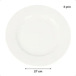OTIX Dinerborden Bordenset 6 Persoons 27cm Wit Porselein LUNA New