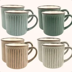 OTIX Koffiekopjes met Oor Set van 8 Koffietassen Aardewerk 200 ml MOSS Outlet