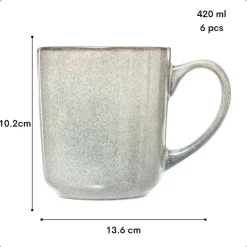 OTIX Koffiekopjes Met Oor Set van 6 Koffietassen Groot Theemok 420ML Aardewer... Hot