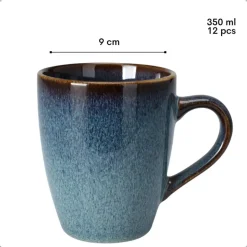 OTIX Koffiekopjes met Oor Set van 12 Koffietassen Theemok 350ml EBONY Outlet