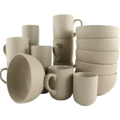 OTIX Koffiekopjes Set van 12 Kopjes 190ml 300ml met Set van 6 Soep Best