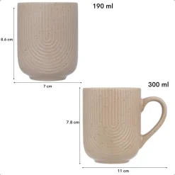 OTIX Koffiekopjes Set van 12 Kopjes 190ml 300ml met Set van 6 Soep Best