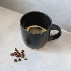 OTIX Koffiekopjes Theemokken Koffietassen Set van 6 Zwart 310 ml Aardewerk Sale