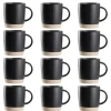 OTIX Koffiekopjes Theemokken Koffietassen Set van 12 Zwart 310 ml Aardewerk Online