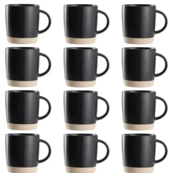 OTIX Koffiekopjes Theemokken Koffietassen Set van 12 Zwart 310 ml Aardewerk Online