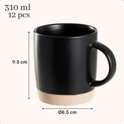 OTIX Koffiekopjes Theemokken Koffietassen Set van 12 Zwart 310 ml Aardewerk Online