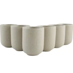 OTIX Koffiekopjes Zonder Oor Set van 6 Koffietassen Theemok 190ml Aardewerk TEAK New