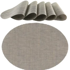 OTIX Placemats Set van 6 Kunststof Ovaal Zwart Wit Onderleggers 48x35cm Hot
