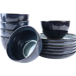 OTIX Serviesset 6 Persoons met Bordenset Soepkommen 600ml Schaaltjes EBONY Hot