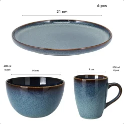 OTIX Serviesset 6 Persoons met Bordenset Soepkommen 600ml Koffiekopjes 350ml... Online