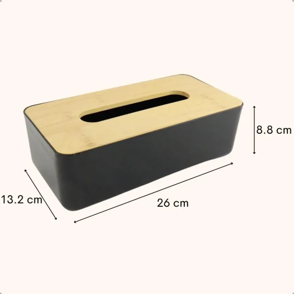 OTIX Tissue box Houder Zwart 26x13.2x8.8 cm Bamboe en kunststof