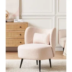 Beliani OTSBY - Fauteuil - Beige - Bouclé Outlet