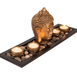 Out of the blue Boeddha hoofd - met waxinelichthouders - 41 cm Outlet