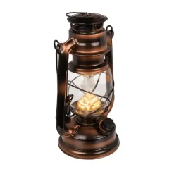 Out of the blue Stormlantaarn LED - metaal - brons/bruin - 15 x 25 cm Clearance