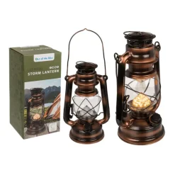 Out of the blue Stormlantaarn LED - metaal - brons/bruin - 15 x 25 cm Clearance