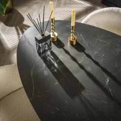 Dimehouse Ovale eettafel zwart Sophie industrieel 180x90 cm - Keramiek - Zwart Online