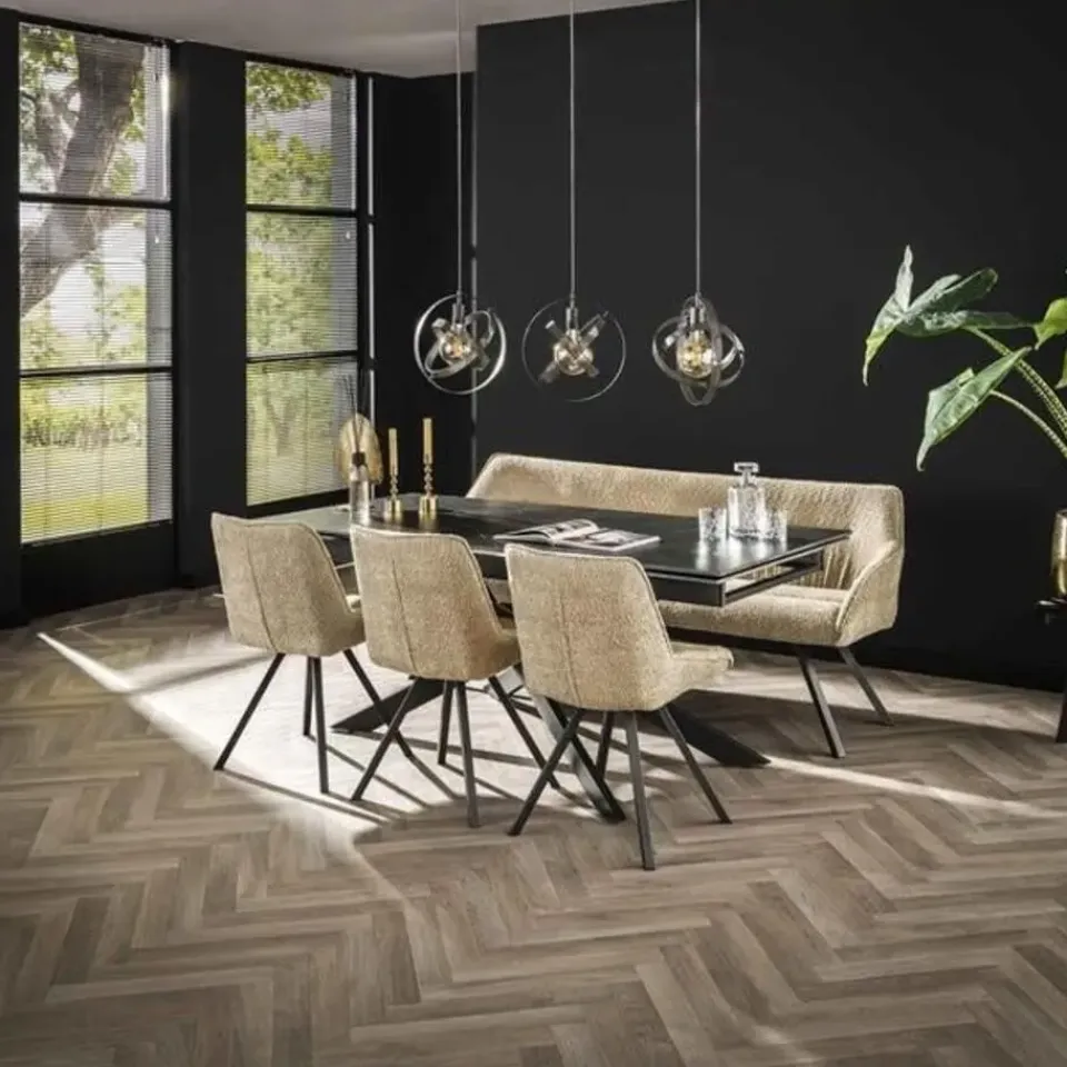 Dimehouse Ovale eettafel zwart Sophie industrieel 180x90 cm - Keramiek - Zwart Online