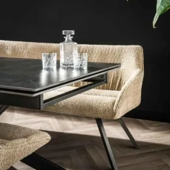 Dimehouse Ovale eettafel zwart Sophie industrieel 180x90 cm - Keramiek - Zwart Online