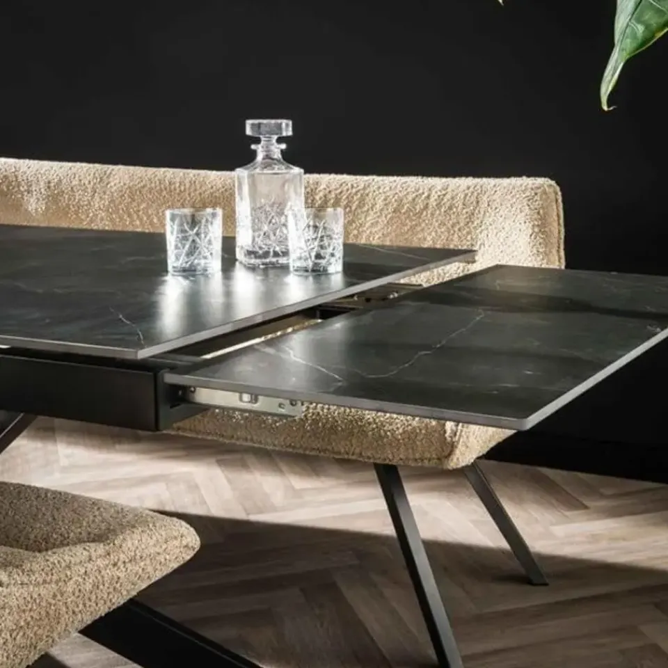 Dimehouse Ovale eettafel zwart Sophie industrieel 180x90 cm - Keramiek - Zwart Online