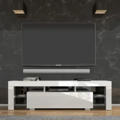 Homlando Panama TV-meubel 160 x 45 x 35 cm Glanzend witte fronten zonder verlichting Hot