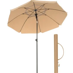 ACAZA Parasol 180 cm diameter, rond / achthoekige strandparasol kantelbaar - taupe New