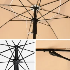 ACAZA Parasol 180 cm diameter, rond / achthoekige strandparasol kantelbaar - taupe New