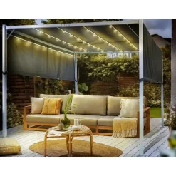 Beliani PARGA - Tuinpaviljoen - Grijs/Wit - Polyester Clearance