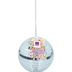 Merkloos Party Casa discobal kerstbal - zilver - D15 cm - kunststof -disco