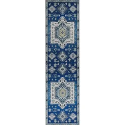 Beliani PARVAKADLI - Laagpolig vloerkleed - Blauw - 80 x 300 cm - Polyester New