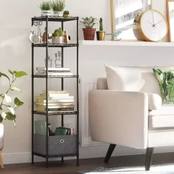 Parya Home - Badkamerrek 5 platen en haken zwart Clearance