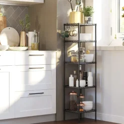 Parya Home - Badkamerrek 5 platen en haken zwart Clearance