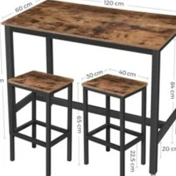 Parya Home - Bartafel Set - 120x60x90 - Donkerbruin Outlet