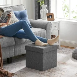 Parya Home - Grijze Poef - Hocker - Donkergrijs Discount