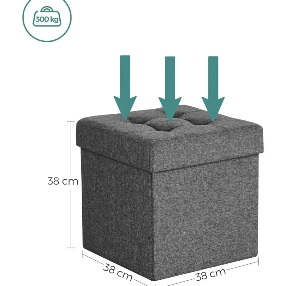 Parya Home - Grijze Poef - Hocker - Donkergrijs Discount