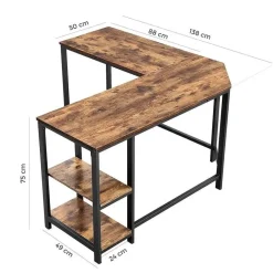 Parya Home - Hoekbureau - 138 x 50 x 75 cm - Metaal - Bruin Sale