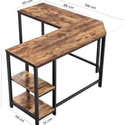 Parya Home - Hoekbureau - 138 x 50 x 75 cm - Metaal - Bruin Sale