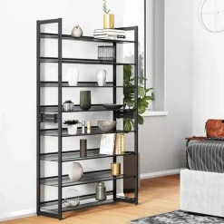 Songmics Parya Home - Schoenenrek met 8 roosters - Metaal - Zwart Outlet