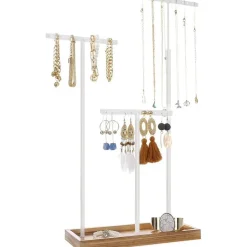 Parya Home - Sierradenrek - Oorbellenstandaard - 2-in-1 - Hout - Wit Clearance