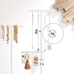 Parya Home - Sierradenrek - Oorbellenstandaard - 2-in-1 - Hout - Wit Clearance