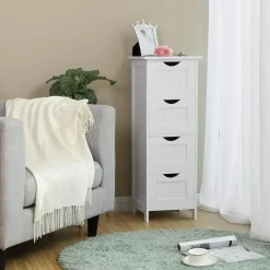 Parya Home - Smalle Ladekast met 4 Lades - Hout - Wit Outlet